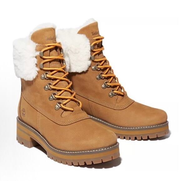 TIMBERLAND Women's 6.5 COURMAYEUR VALLEY 6IN Faux Fur WP Boot Wheat TB0AJXAX17 - Picture 4 of 7